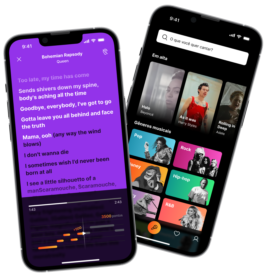 Smartphones com o app Zingen